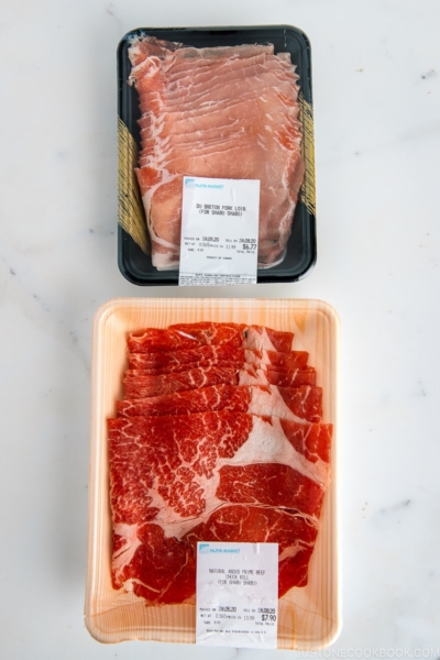 Sliced Beef and Pork for Shabu Shabu