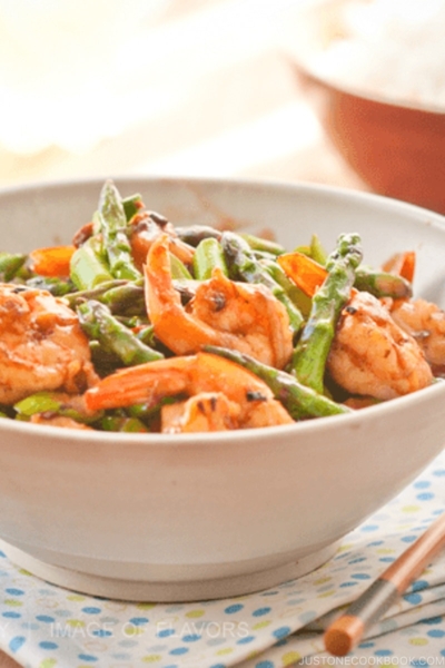 Stir Fried Shrimp & Asparagus in Black Bean Sauce