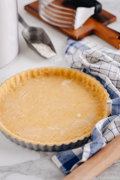 Sweet tart crust getting ready for a blind bake.