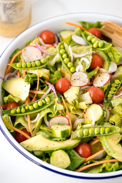 A refreshing salad drizzled with Yuzu Miso Dressing.